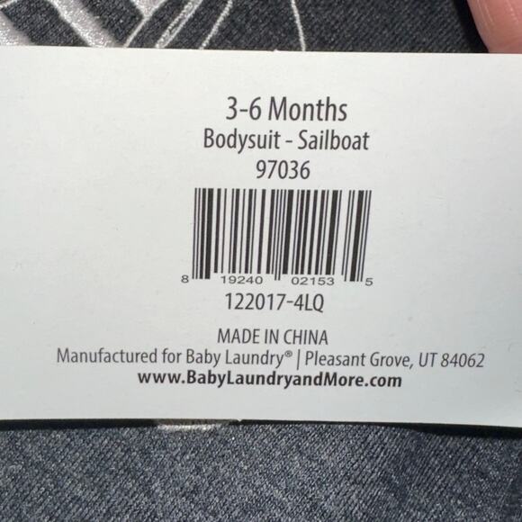 NWT Baby Laundry Grey Sailboat Baby Bodysuit Size 3-6M - Picture 4 of 8